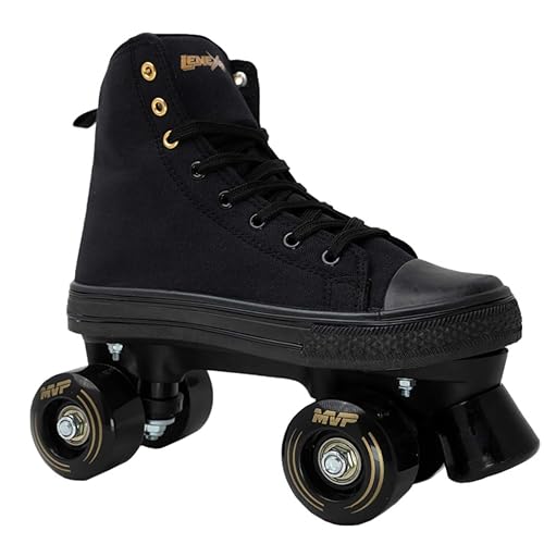 Lenexa MVP 2.0 Roller Skates for Kids and Adults | Roller Skate Shoes for Men and Women | Outdoor High-Top Sneaker Roller Shoes | Full Lace Up Ankle Support | Various Sizes and Colors - Black - Ladies 7 / Mens 6