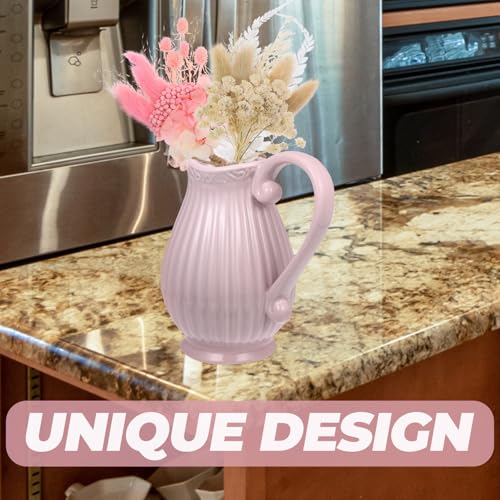 Vase en céramique rose fleurs séchées objet décoratif intérieur design moderne - 6