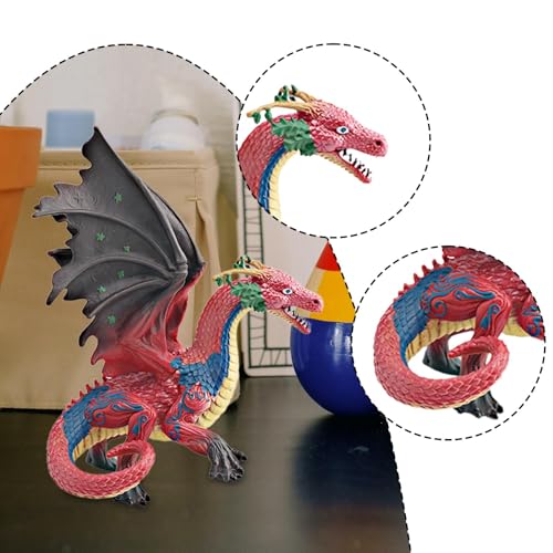 Statue de décoration dragon rouge pour bureau et salon - 2