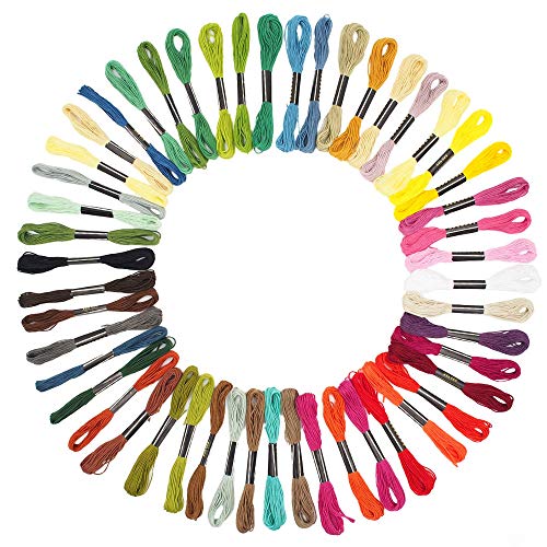 Raylinedo® Embroidery Thread 50 Pcs Skeins Stranded Deal Embroidery Threads Embroidery Floss Threads, 50 X Assorted Coloured Skeins (Random Color) #TOP16