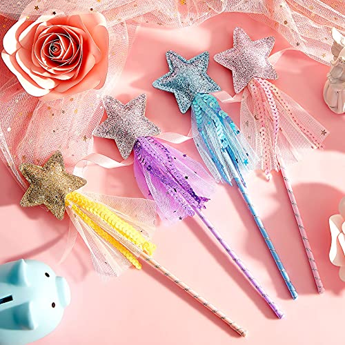 Skylety 8 Pcs Fairy Wands Star Glitter Princess Wands for Girls Kids Princess Party Favors Angel Sticks with Ribbon Costume Props for Birthday Wedding Cosplay by Skylety - Image 7