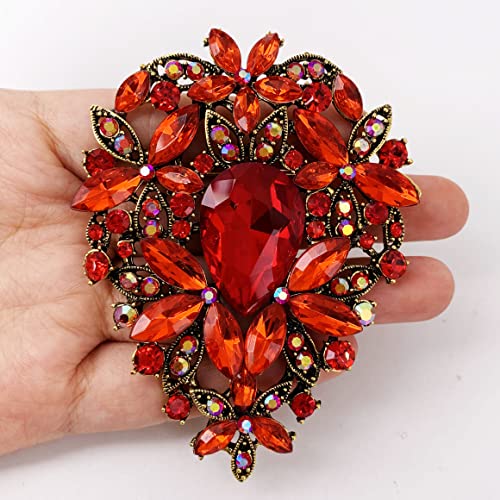 Image of SELOVO Leaf Bouquet Scarf Big Brooch Pin Broach Crystal Jewelry