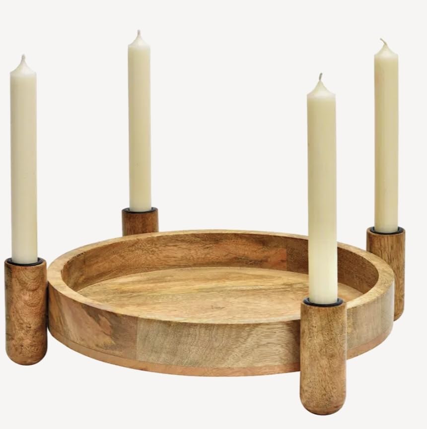 Adventskranz aus Mangoholz, Rustikaler Stil, Traditionelle Weihnachtsdekoration, Kranz
