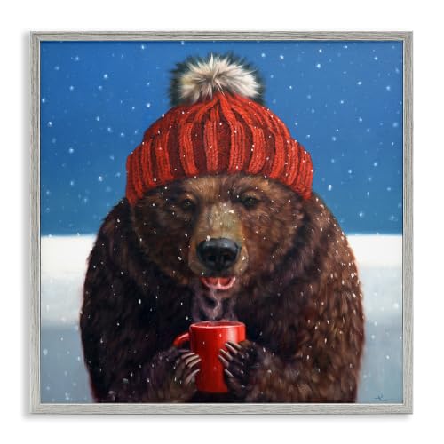 'Chilly Bear Hot Chocolate Snowfall'| Framed Giclee Art