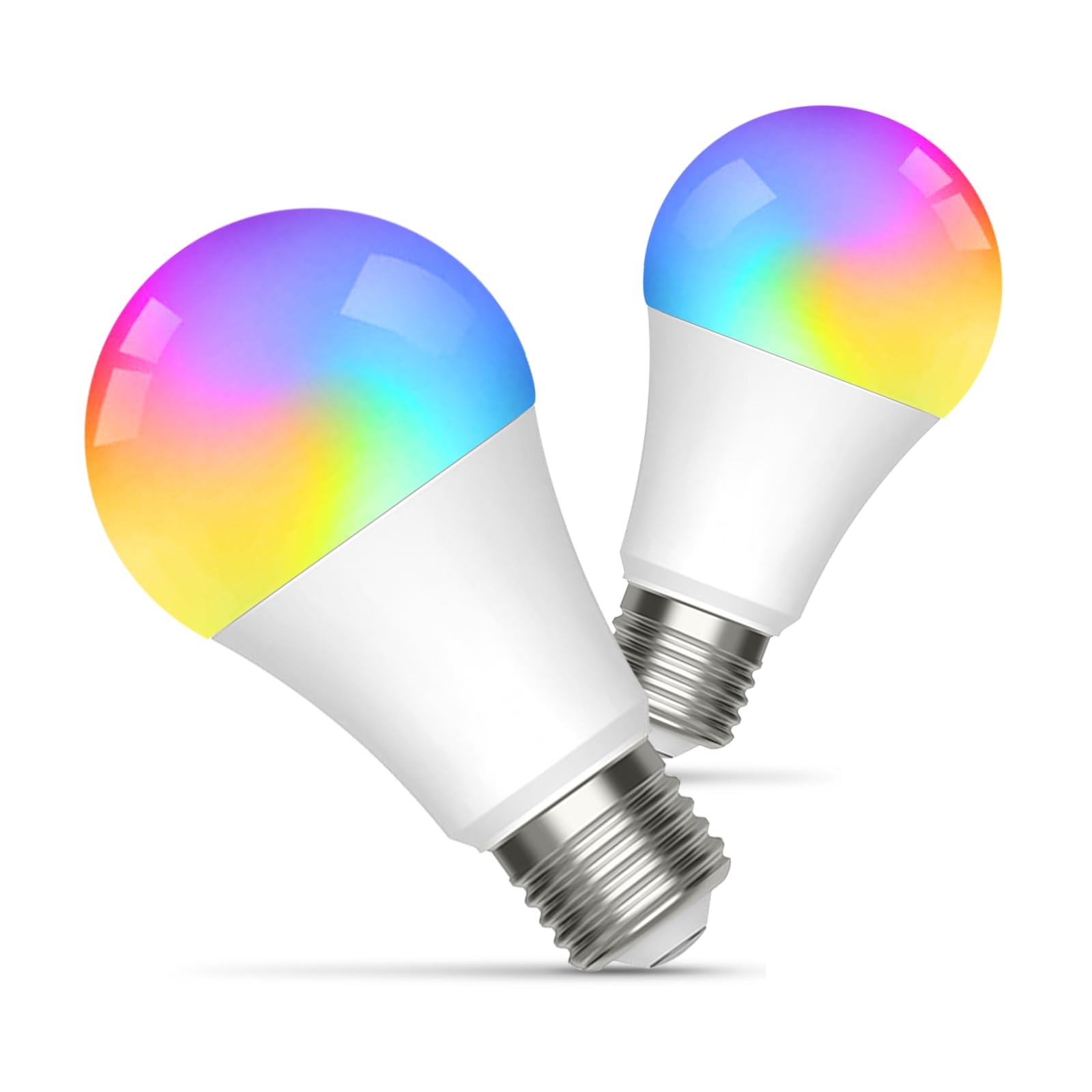Smart Bulbs E27 Alexa WiFi Light Bulbs,Eli-time 10W LED Screw Bulb 2700K-6500K RGB Multicolored Dimmable,LED Bulbs with Smart Life APP Control,Compatible with Echo,Google Home No Hub Required (2 Pack)