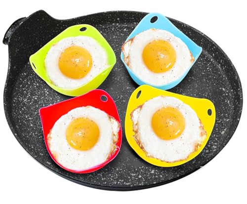 Votvlog Escalfador Huevos Silicona Huevo microondas, 4 Moldes de Cocina Antiadherentes, Utilizados para Utensilios de Cocina, Vaporera, Cazadores Furtivos de Horno Microondas, Fácil de Limpiar