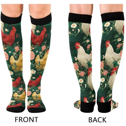 Image of Pigsaly Womens Compression Socks Yellow Stars Funny Brown Capybara Knee High Socks Athletic Tube Sock Outdoor Sport Socks
