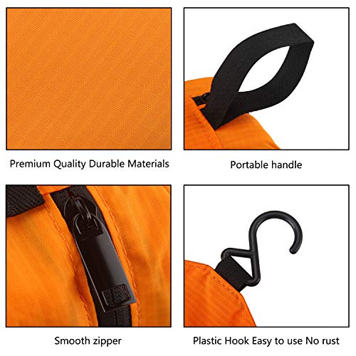 MONSTINA Travel Toiletry Bag Cosmetic Organizers with Hanging Hook Use in Hotel,Bathroom(Orange)