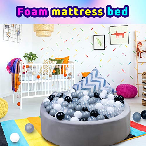 Ball Pit , Kiddie Memory Foam Ball Pits for Toddlers Kids Babies Ball Playpen Soft Round Ball Pool 35.4” x 11.8” Play Toy Ideal Gift, Balls not Included (Grey)