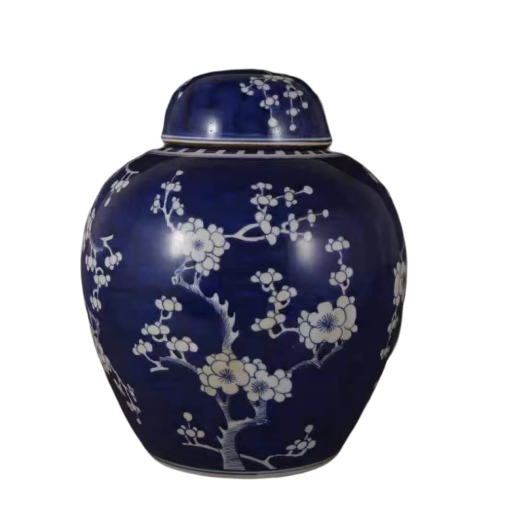 asdchZen Ceramic Vases Ginger Jar For Home Decor, Flower Birds Pattern Temple Jar Vase Traditional Chinese Porcelain Dried Flower Vases Decoration -29×24.5Cm