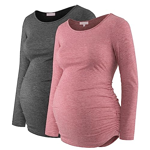 Maternity Long Sleeve Top with Ruched Sides