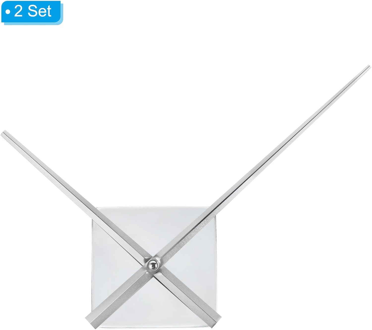2Set 3D Wall Clock Hands Movement 6mm Shaft for 3mm Dial Thickness Silver HOAICH396