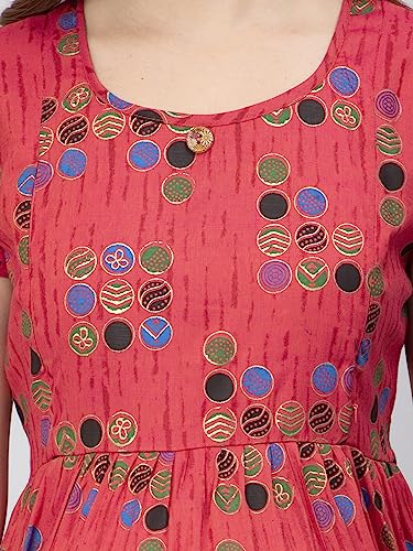 Image of CEE 18 Cotton Rayon A-Line Flaired Maternity Feeding Kurti for Women with Zippers | Pregnancy Dress for Women | Breastfeeding Dress for Women | Nursing Dress for Women Pre and Post Pregnancy