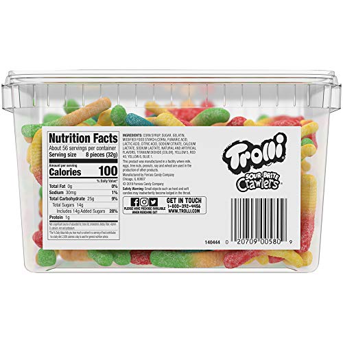 Trolli Sour Brite Crawlers, Gummy Worms Sour Candy, 3.96 Pound Tub #TOP1