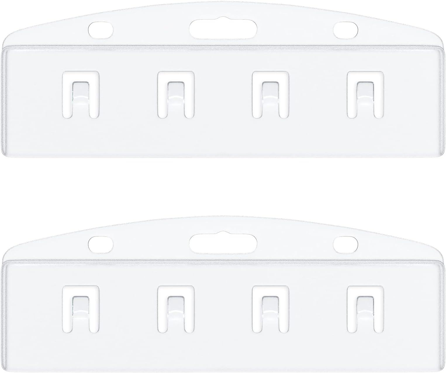 Pawfly 2 Pack Horizontal Half Card Badge Holders with Grippers Hard Transparent Protectors Sleeves Frosted Pouches for POS Magnetic Swipe Cards IDs Credit Cards and Passes