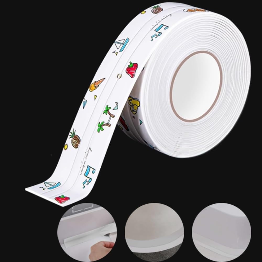 YUEKOPOU Self Adhesive Caulk Tape PVC 10.5ft Multicolor(White Holiday)