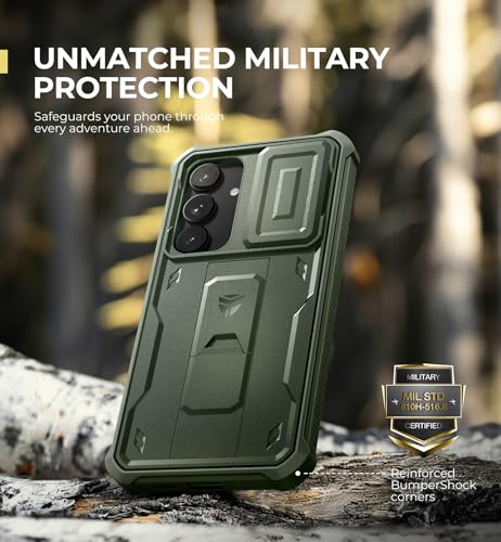 Image of Dexnor for Samsung Galaxy S25 Plus Case with Built-in Slide Camera Cover & Screen Protector & Kickstand,Heavy-Duty Shockproof Rugged Case Full-Body Bumper Cover for Galaxy S25 Plus(2025),Army Green