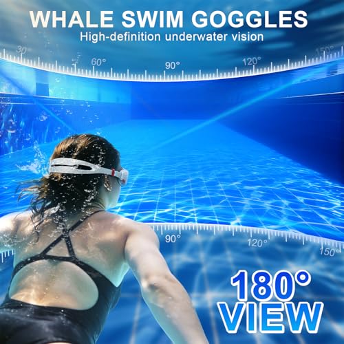 Image of Whale Swim Goggles, HD Anti-Fog Goggles, Unisex | 100% UV Protection | Anti-Fog Design Clear Wide-Angle Underwater View