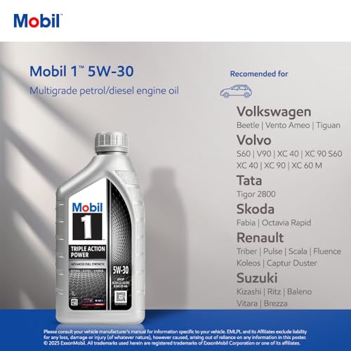Image of Mobil 1 5W30 Fully Synthetic Engine Oil (1 L)