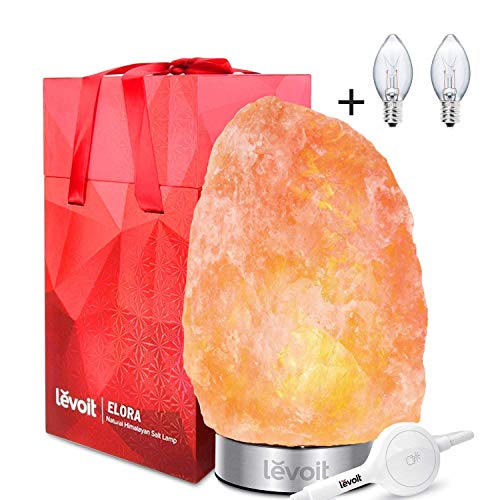 Preisvergleich Produktbild Levoit Elora Salz Lampe Salzlampe Salzkristalllampe Himalaya Salzleuchte Nachtlicht mit Dimmerschalter 3-5 kg, Edelstahl-Basis, Inkl. 3 X 15watt Glühbirnen und Box