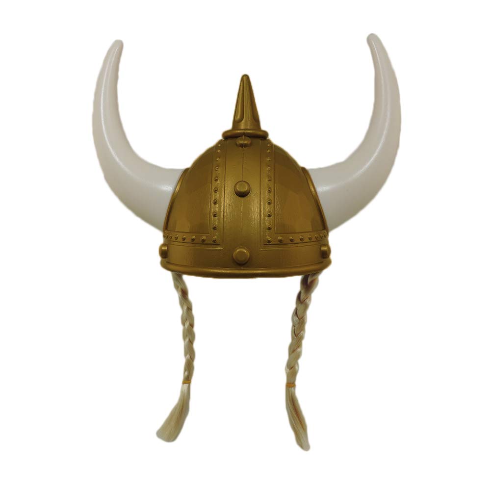 NOVELTY GIANT WWW.NOVELTYGIANT.COM Adult Plastic Gold Norse Viking Helmet With Blonde Braids