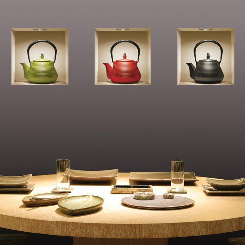 3D Effect Wall Decal - Teapots