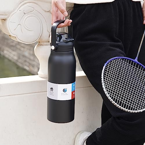 Image of BJPKPK 57oz Insulated Water Bottle with Straw Lid, Stainless Steel Bottle | One-Hand Straw Lid, BPA-Free Leakproof Large Water Bottle with Handle, Keeps Cold & Hot, Vacuum Insulation for Gym & Outdoor