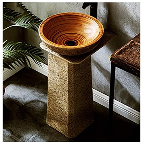 YRRA Standspüle Handgemacht washbasin with Base Ceramic wash Basin Standwaschbecken für Indoor und Outdoor Waschbecken aus Keramik 44 x 40 x 80 cm,K