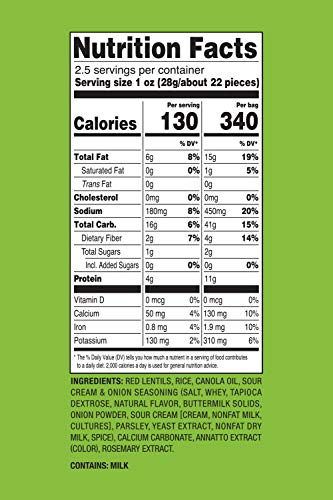 Harvest Snaps Red Lentil Crunchions Sour Cream Onion 2.5 Oz Pack PlantBased Baked Never Fried No Artificial Flavors or Preservatives 3, 3 Count - Thumbnail 4