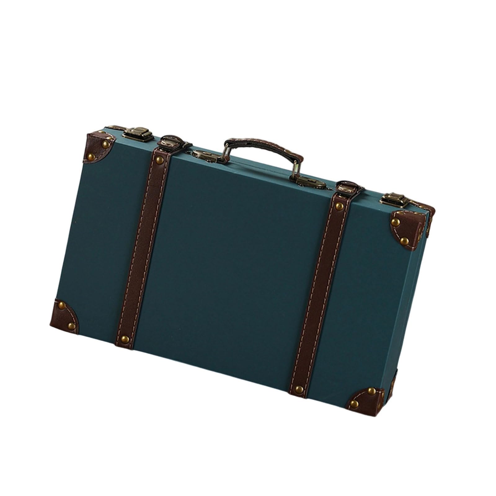 Kalttoy Classical Leather Suitcase Organizers with Spacious Interior Ergonomic Handle Leather Trunk Organizers for Household Items Vintage Storage Trunk