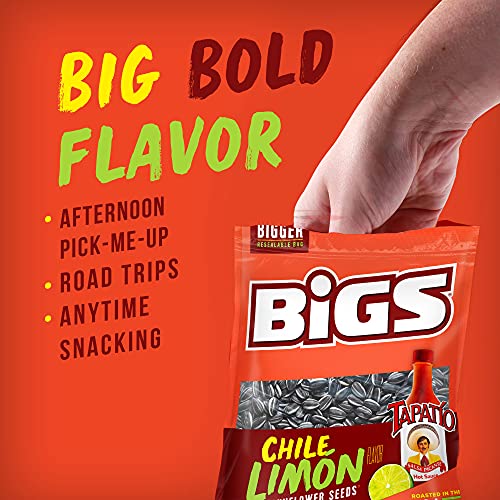 BIGS Tapatío Chile Limón Sunflower Seeds, Keto Friendly Snack, 5.35-oz. Bag (Pack of 12) - Thumbnail 3