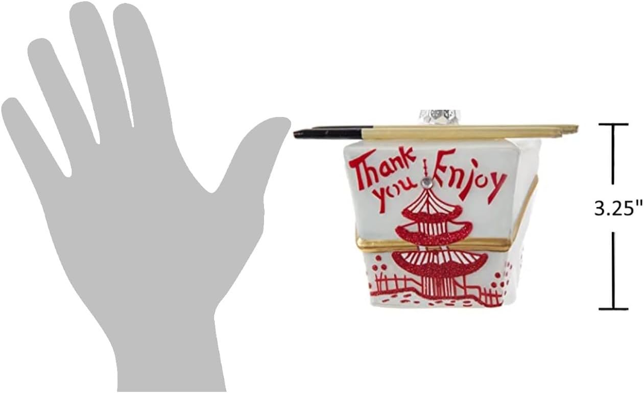 The Bridge Collection Chinese Take Out Ornament - Take-Out Box with Chopsticks Ornament - Chinese Food Christmas Ornament - Image 2