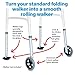 8 PCS Universal Walker Upgrade Kit: 5-Inch Wheels, Aluminum Legs, Click & Go Ski Glides and GlidePads (Gray)