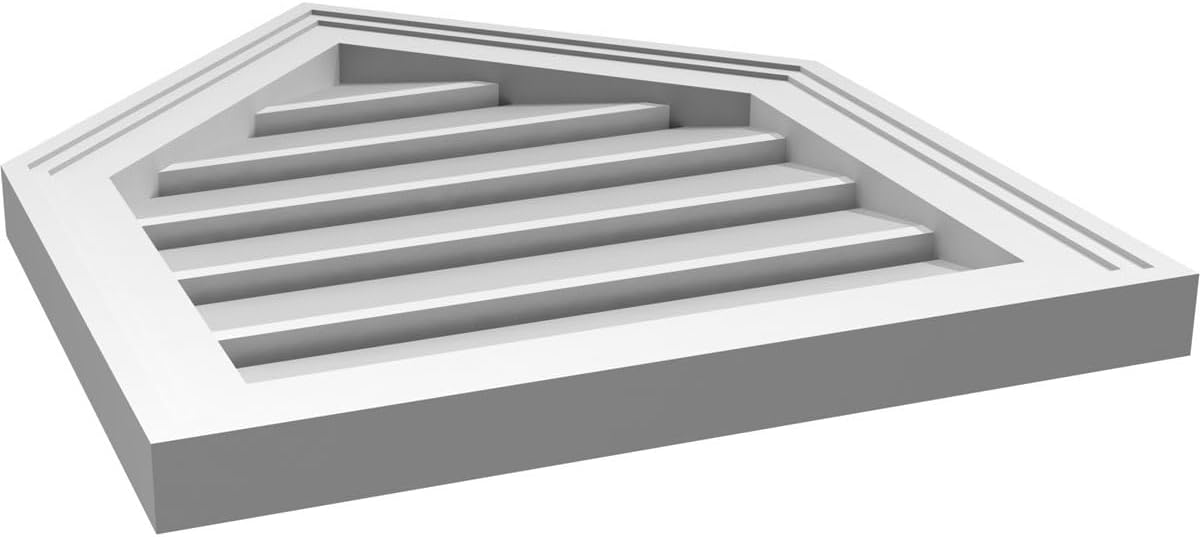 GVSPE18X2202SF-12 Peaked Top Brickmould Frame, Primed Tan Signature Series Surface Mount Gable Vents, 18-in. W x 22-in. H, Unfinished