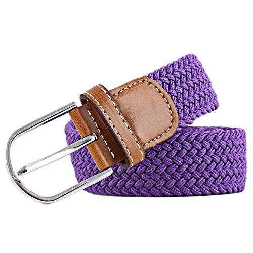 41X1.3 Inch Pure Color Unisex Elastic Fabric Braided Stretch Belt Casual Men Women Waist Belt