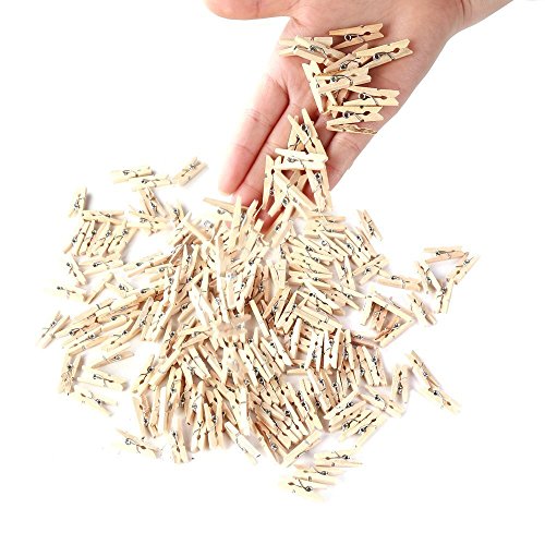 Sungpunet Lot de 100 Mini Pinces de 2,5 cm Finition Bois Naturel pour Linge, Travaux Manuels, Photo Clip, Décoration de la Maison