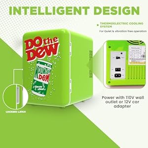 CURTIS MIS151MD Mountain Dew Retro, Mini Portable Compact Personal Fridge Cooler, 4 Liter Capacity Chills Six 12 oz Cans, 100% Freon-Free & Eco Friendly, 6, White/Green CURTIS MIS151MD Mountain Dew Retro Mini Portable Compact Personal Fridge Cooler 4 Liter Capacity Chills Six 12 oz Cans 100 Freon Free Eco Friendly 6 WhiteGreen
