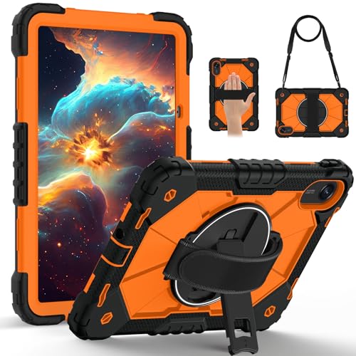 Housse Redmi Pad 2 11" (2025) silicone antichoc noire et orange avec support rotatif