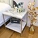roomfitters Faux Marble Side Table, White Marble Small Coffee Table with Storage, 2-Tier End Table for Living Room, Nightstand for Bedroom (White, Gold)
