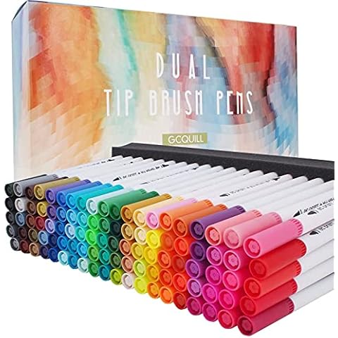 100 Colours Dual Tip Pen Set, Art Markers,Fineliner Pens for Kid Adult Coloring Books Drawing Planner Bullet Journal Art Projects GC-100W Cover