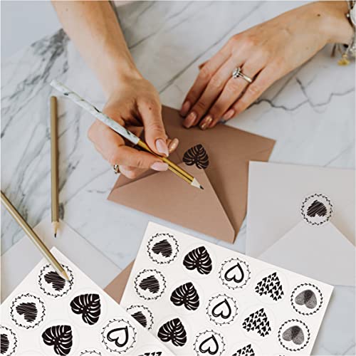 700 Pcs Heart Envelope Seals, Clear Pvc Heart Stickers In 5 Different Designs Self-Adhesive Round Sealing Stickers For Invitations Greeting Cards Party Favors Gifts Pack Crafting (Each Measures 1.3”) #TOP6