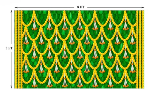 Image of Banana Leaf Backdrop Cloth for Pooja Decoration Traditional, Background Decoration Cloth for Pooja | varalakshmi vratham Background | Lakshmi puja Backdrop 5x8 feet
