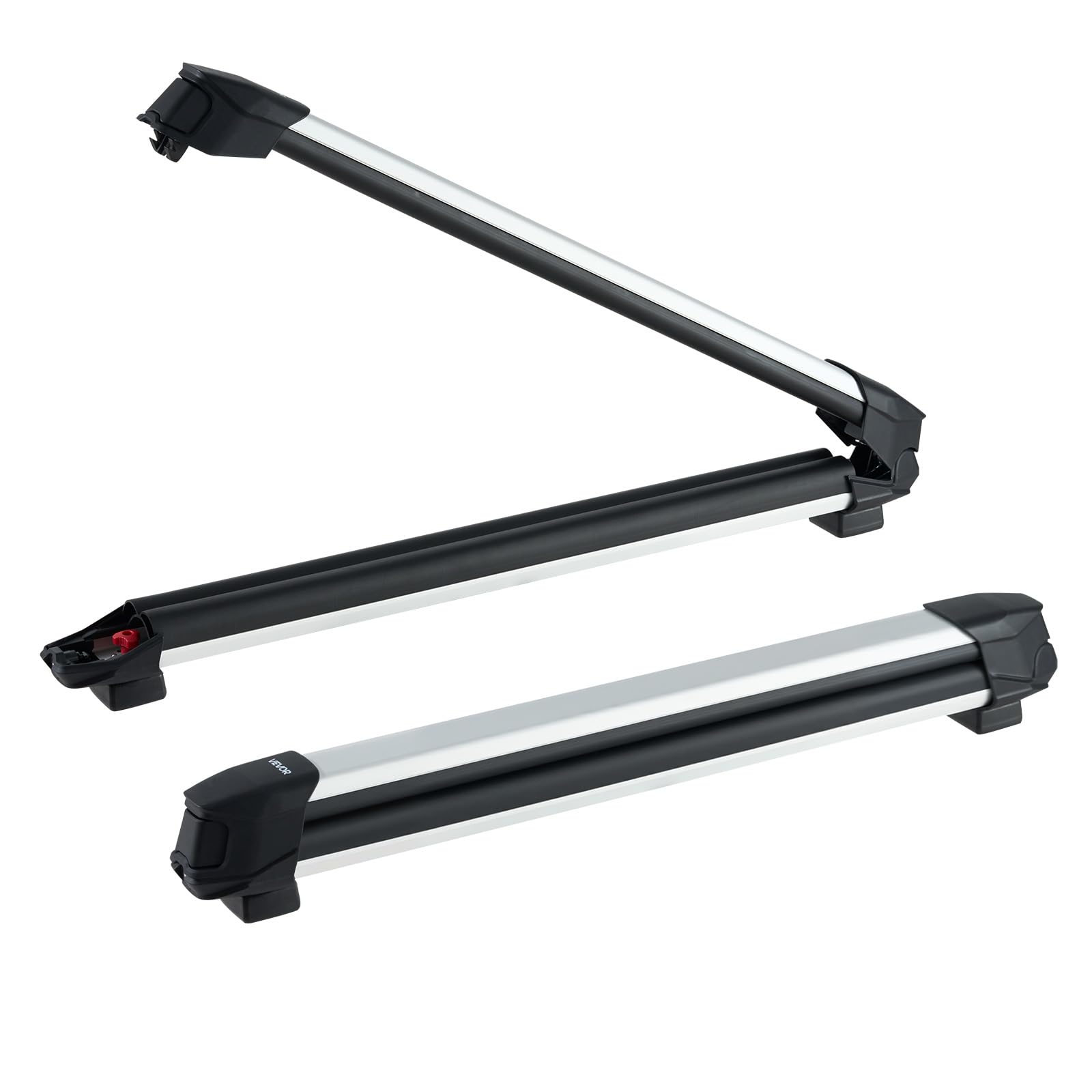 VEVOR Porte-Skis sur Barre de Toit, 2 pcs, Support pour Planche à Neige Universel en Alu avec verrou, pour 6 Paires de Skis ou 4 Planches, Compatible avec la Plupart des Barres transversales à Fentes