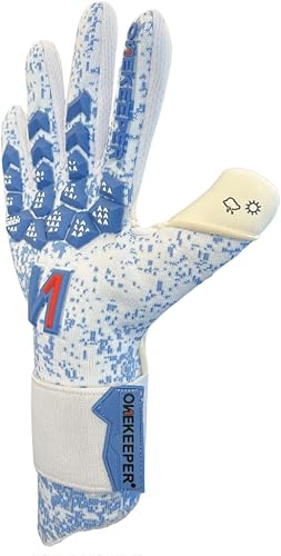 Miniatura 7 de ONEKEEPER Orion - Guantes de portero de nivel profesional blanco y azul para adultos y jóvenes, guantes de portero de fútbol GK, látex de contacto