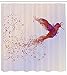 Ambesonne Bird Shower Curtain, Creative Design Image of Flourish Hummingbird Feathers Circles Illustration, Cloth Fabric Bathroom Decor Set with Hooks, 69
