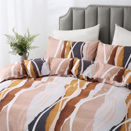 Housse de couette géométrique en microfibre double face pour lit Queen US