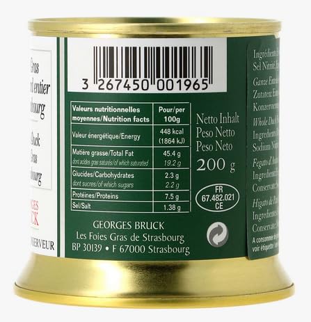 Foie Gras de Pato Entero Natural Georges Bruck 200 g Lata miniatura 2