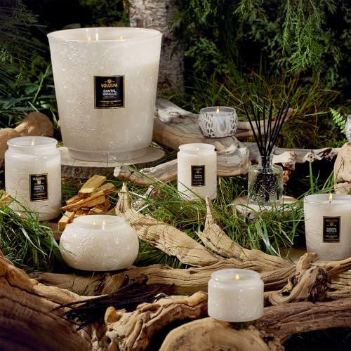 Image of Voluspa Santal Vanille Large Scented Candle Jar 18 Oz, 100 Hr Burn | Coconut Wax Blend in Decorative Glass, Clean Even Burn, USA Handcrafted Gift for Hosts, Fragrance Lovers & Relaxed Rooms
