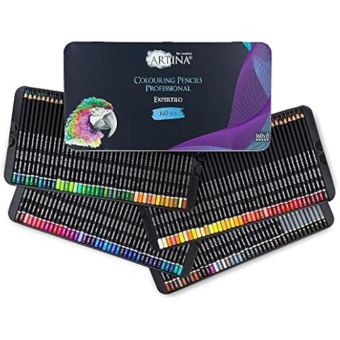 Artina 160pcs Colouring Pencils Expertilo Professional XXL Drawing Pens Set - Highly Pigmented & Shatterproof Coloured Pencils Drawing & Sketching FSC® Art Pens Cover