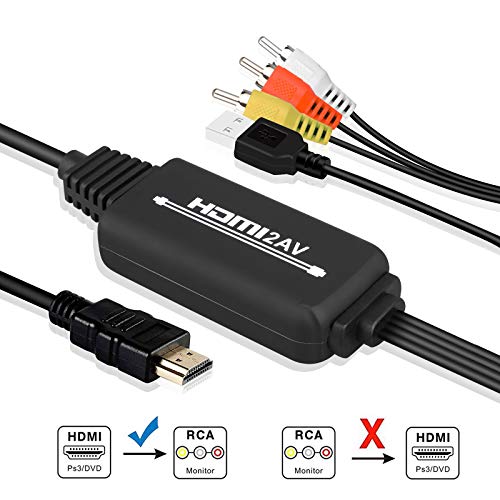 EEEkit da HDMI a RCA, da HDMI a AV 3RCA CVB Convertitore cavo audio video composito Supporta NTSC per Fire Stick/Roku/Chromecast / PS4, DVD/HDTV/Laptop/Xbox ecc.
